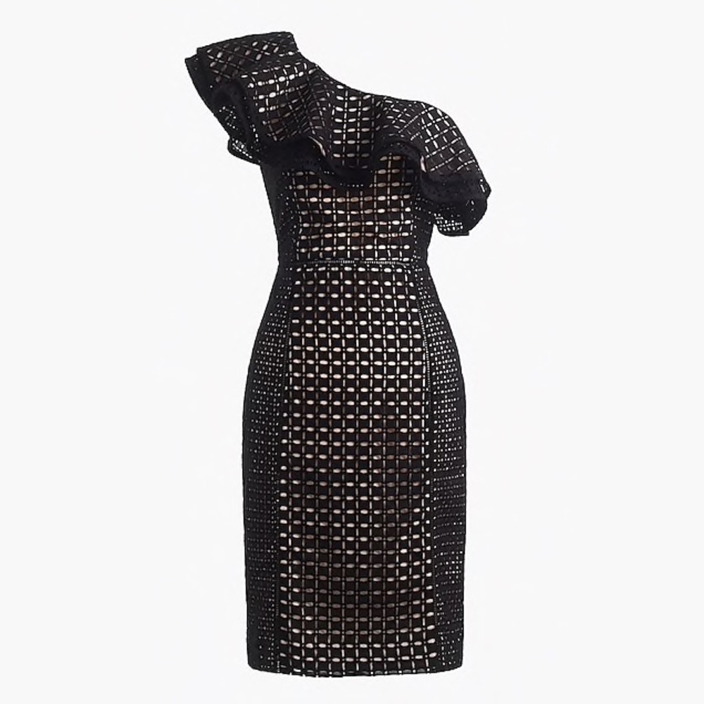 NWT One-shoulder dress in eyelet JCrew